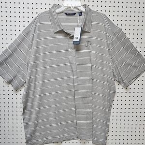 NWT Cutter & Buck Big Mens DryTec Polo 3xl Gray/white Striped